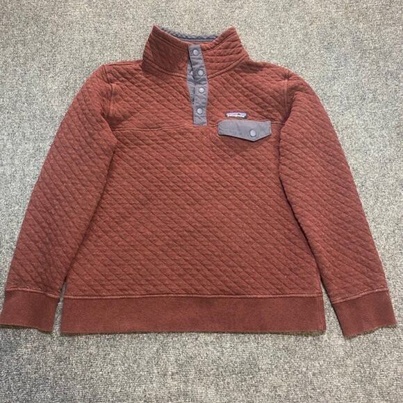 Patagonia Organic Cotton Quilt Snap Pullover Maroon Gray 25281 Womens Medium - Picture 1 of 8